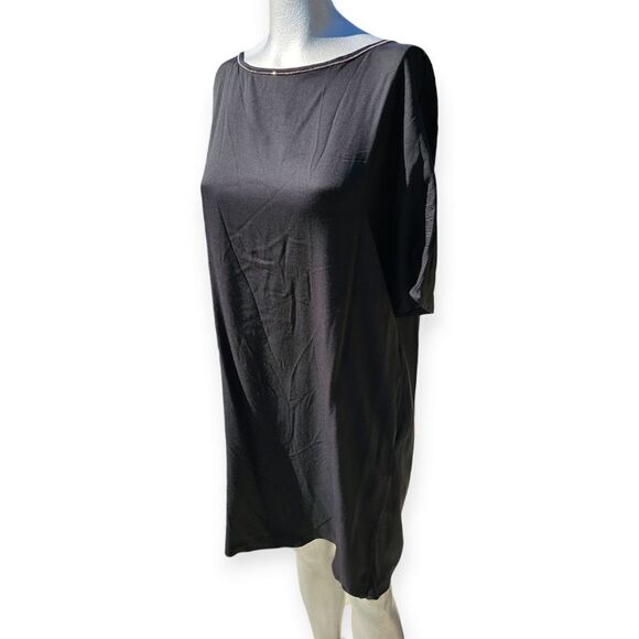 Fabiana Filippi Dresses & Skirts - FABIANA FILIPPI Made in Italy Monili Beaded Trim Cascade Back Shift Dress XSmall